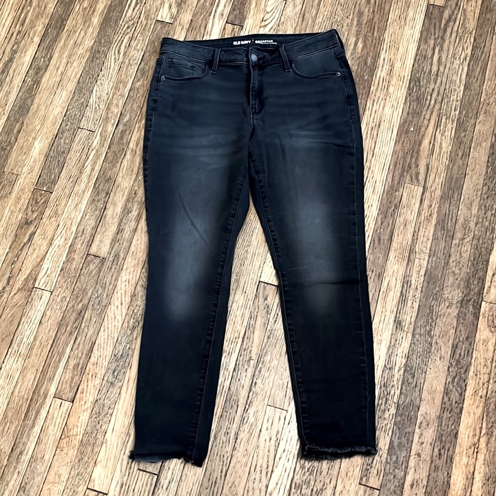 Old Navy Rockstar Mid-Rise Black Jeans SZ 10.